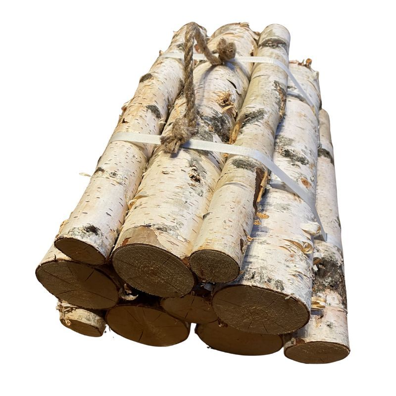 Decorative silver birch logs bundle of 10 showing natural white bark