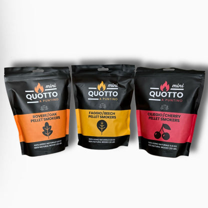 Quotto Wood Pellet Trio – Beech, Oak & Cherry (3 × 0.6 kg)