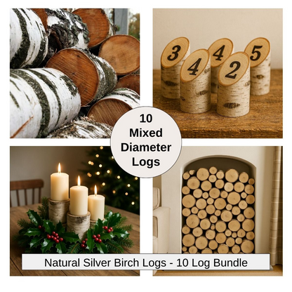 Decorative Silver Birch Logs - Bundle of 10 logs