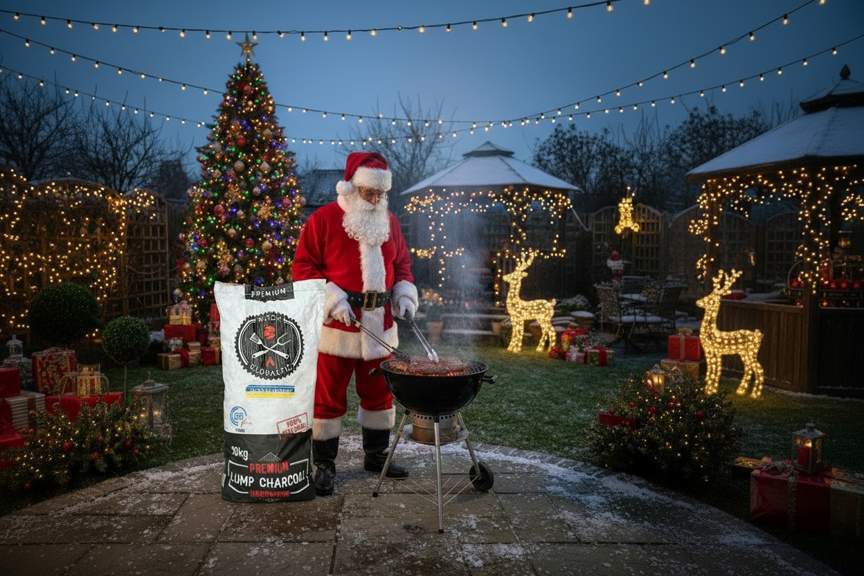 Santa grilling with Globaltic charcoal - 1920x1080 banner